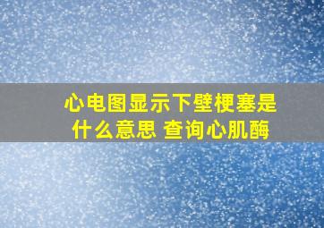 心电图显示下壁梗塞是什么意思 查询心肌酶